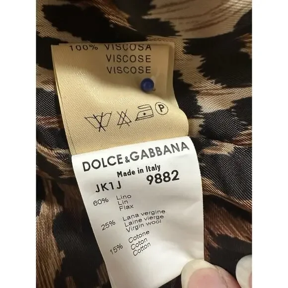 Dolce & Gabbana Jacket Denim Linen Leopard Italy Women's Eu 40 US 6 - Picture 14 of 16